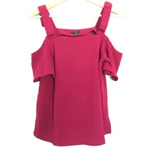 Ann Taylor Berry Bow Cold Shoulder Blouse